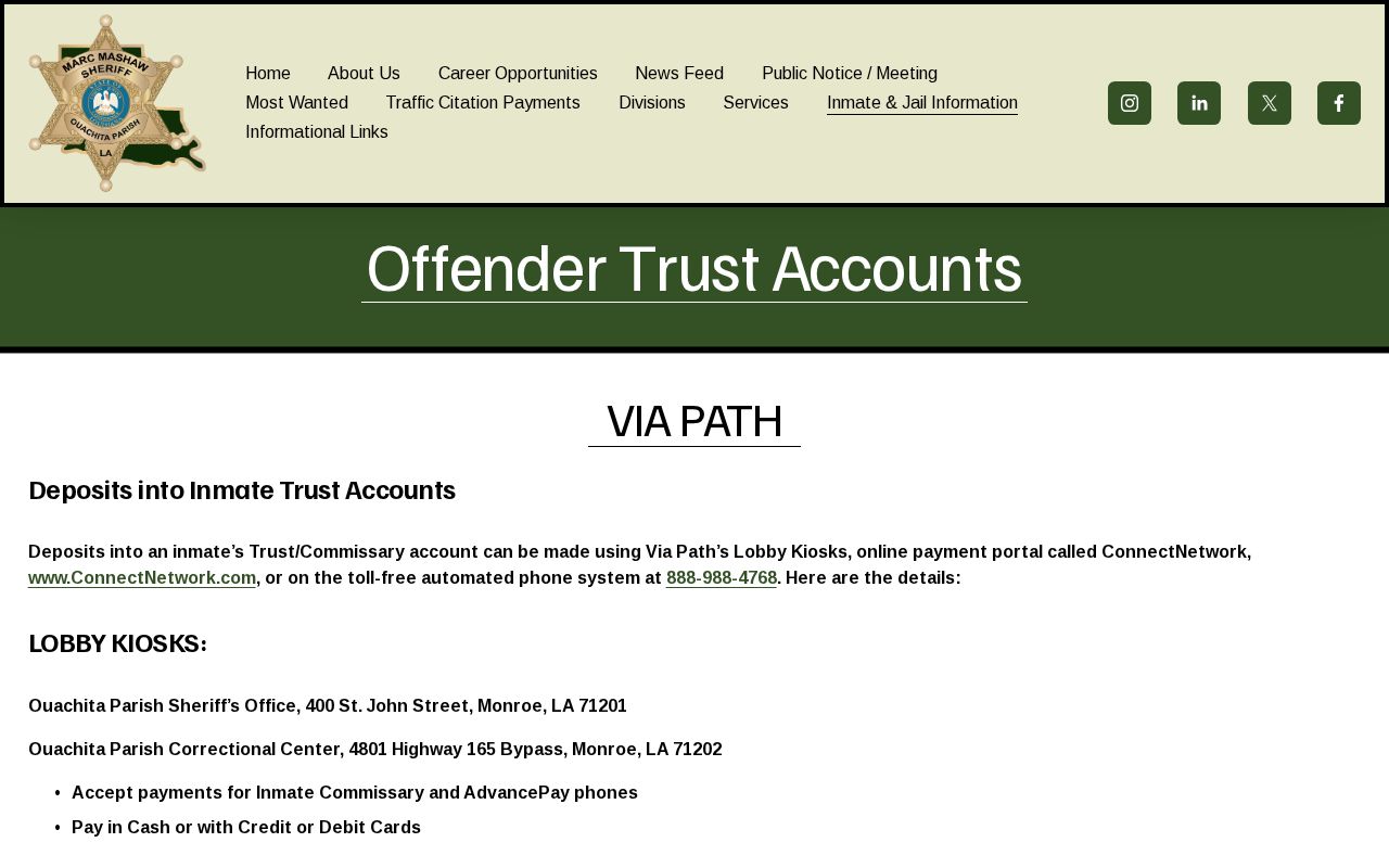 Ouachita Parish arrest search and OCC trust accounts