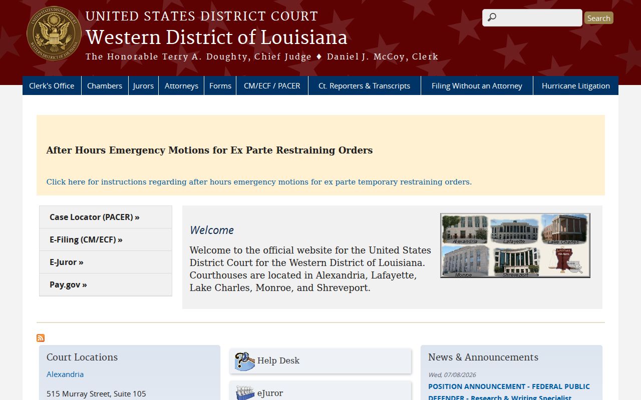Ouachita Parish criminal court records and Western District court