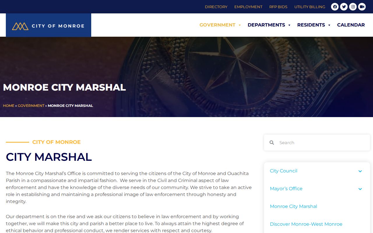 Monroe City Marshal municipal criminal court records in Ouachita Parish