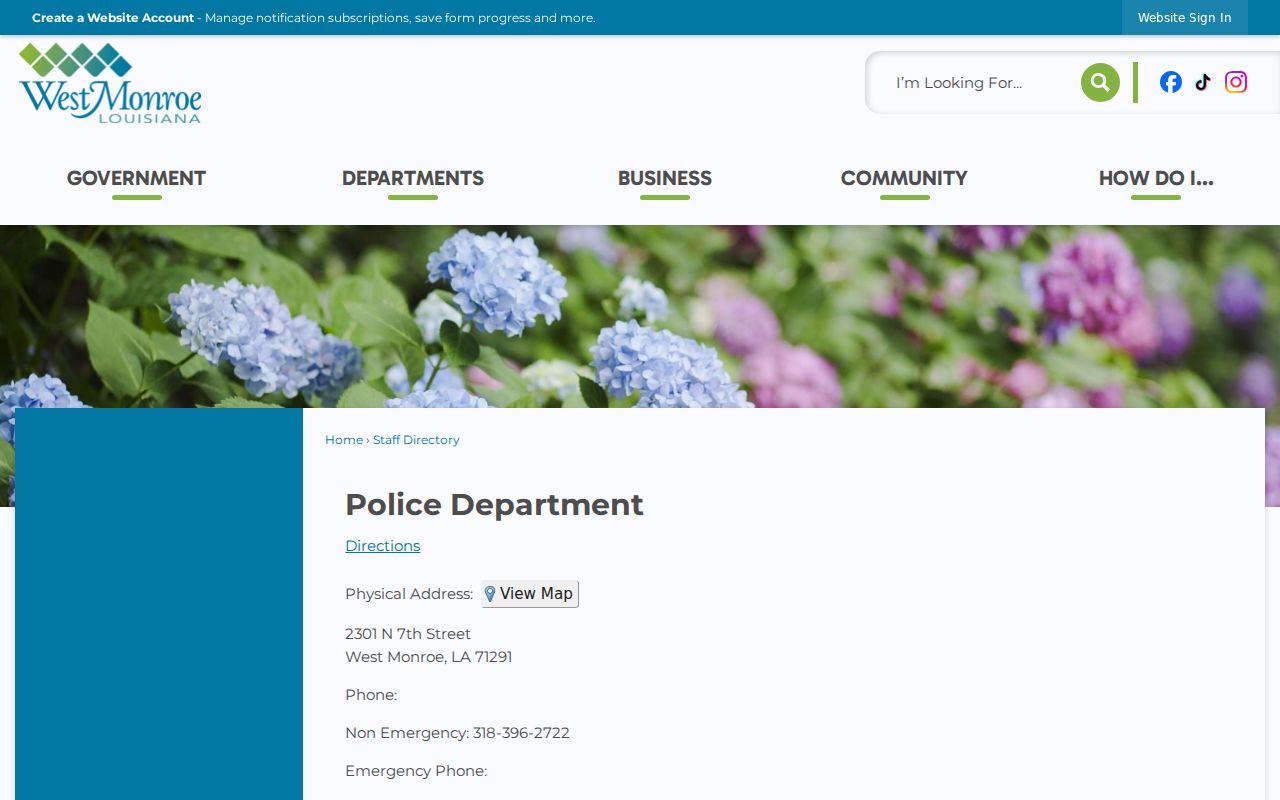 West Monroe Police Department record directory in Ouachita Parish